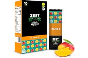 Zest Delites Roulés Aux Fruits, Cuirs De Fruits Sans Gluten, Bonbons Aux Fruits Végétaliens, Fruit Roll Ups Végétaliens, Saveur de Mangue Végétalienne, Collation Saine à la Mangue, 10x25g