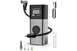 OneAmg Mini Compresor Aire Portatil 6000mAh Bateria USB Recargable Inflador Ruedas Coche 150PSI/10,3Bar/12V/120W con Iluminación LED de Emergencia y 5 Modos de Inflado para Moto Pelota Bicicleta