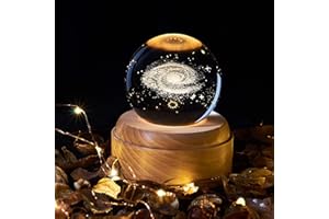 ‎OURLEEME 3D Kristallkugel Spieluhr, Kristallkugel mit Nachtlicht Spieluhr mit LED Projektionsleuchte Holzsockel für Weihnachten Geburtstags-Erntedankgeschenk