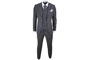 TRUCLOTHING Costume Laine mélangée Gris Homme Tweed Style British Gentleman Authentique années 20 3 pièces Coupe ajustée
