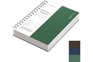 EMSHOI Cuaderno A5 rayado, 300 páginas/150 hojas, bloc de notas en espiral, papel grueso de 100 g/m², tapa dura impermeable, diario de escritura para mujeres, hombres, trabajo, oficina, escuela, 14,5
