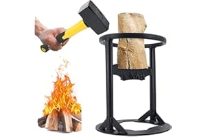 Carlong Firewood Kindling Splitter, Manual Wood Splitter with Hammer Carbon Steel Kindling Cracker Heavy Duty Log splitter for Home Camping (Color : Black(Small))