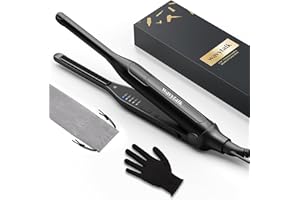 Wavytalk Pencil piastra per capelli corti, Mini piastra per capelli per donne, Piastra per capelli da viaggio con temperatura regolabile, Doppia tensione.