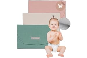 MIMUSELINA - 3X Bolsa Impermeable Bebe Guarderia para Muda | Bolsa Pañales y Toallitas Bebe | Organizador Ropa Bebe | Bolsa Tela Impermeable Ideal como Bolsa Muda Bebe (Arena/Mint/Rosa)
