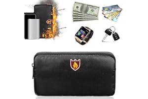 GIMOCOOL Bolsa ignífuga para documentos, con revestimiento de silicona, para guardar objetos de valor y para proteger la privacidad (dinero en efectivo, joyas, llaves) 20,5 x 11 x 2 cm