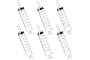 HATANSE 6 Piezas Jeringa Estéril 60ml(50ml) Jeringas de Plástico Grandes con Tapa y Embalaje Independiente para Laboratorios Alimentación Animal Medición de Líquidos Riego