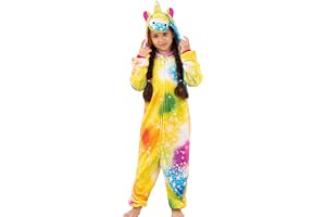 KAKU NANU Onesie pyjamas flicka enhörning kostym 2–10 år, 6 färger ett stycke fleecepyjamas flanell flicka med huva