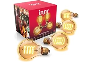 innr Lampadina Smart E27 Zigbee, Funziona con Hue* e Alexa (Bridge Richiesto), Filament Lampadine LED Luce Bianca Calda, Lampadine Dimmerabile, 550 lumen - 4 pezzi
