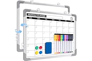 ARCOBIS Whiteboard Monatsplaner Magnetisch - 40x30cm Magnettafel Whiteboard Kalender,HäNgende Doppelseitige Tafel füR Planung, Liste, Zeichnen, Schule, Zuhause, BüRo (Monatsplaner)