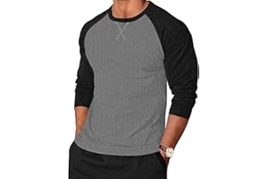 TARAINYA Langarmshirt Herren Baumwolle Rundhals Longsleeve T-Shirt Männer Patchwork mit Ausschnittnäht M-4XL