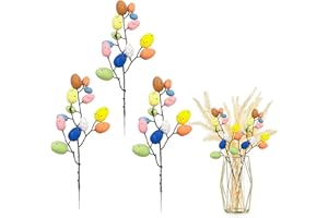 EGEKTBH Easter Egg Decorations, 3 Pcs Artificial Branch, Aritificial Flower Bouquet for DIY Holiday, Vase, Home, Decor, Part