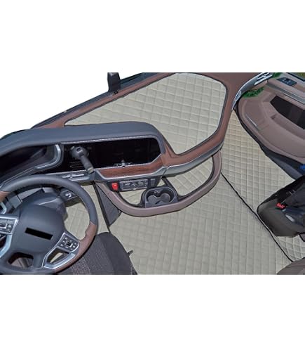 Tappeti Auto In Ecopelle Per DAF XG Nuovo Modello (dal 2022) - Sedile Passeggero Pieghevole - Beige - Guida Sinistra - 3