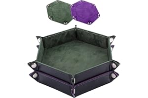 SIQUK 2 Pezzi Tavola per Dadi 2 Colori Vassoio per Dadi PU e Velluto Tavola Dadi Dice Tray per DND RPG (Verde Scuro, Viola)