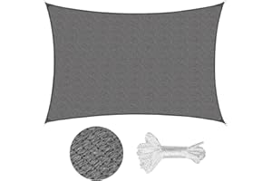‎SEKEY Sekey Sonnensegel 4x5m, Sonnenschutz, Rechteckig HDPE-Kunststoff, Winddicht Wasserdurchlässig UV-beständig Atmungsaktiv Reißfest, für Balkon Garten, mit Ösen und Befestigungsseile, Anthrazit