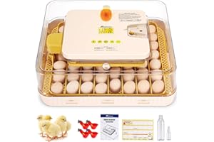 Sailnovo Couveuse Automatique pour 56 Œufs, Couveuse Oeuf Poule avec Retournement Automatique des Œufs, Contrôle de Température et Ajout Automatique d'Humidité, Jaune