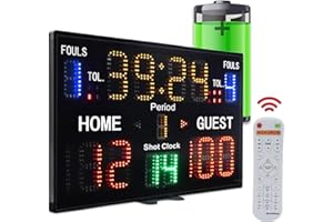 ‎YZ Y & Z YZ Batteriebetriebene elektronische Basketball-Anzeigetafel mit Summer, tragbare Tisch-Digital-Anzeigetafel mit Fernbedienung, Wandmontage, professioneller Punktezähler für Multisportarten