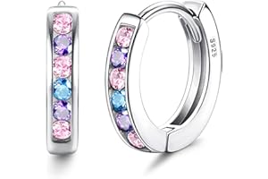 JeweBella Kleine Creolen Silber 925 für Damen Mädchen - Zirkonia Sterling Silber Huggie Ohrringe Hypoallergen Schlafen Knorpel für Kinder