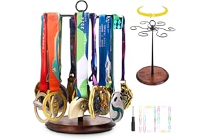 Enjoyard Porta medaglie girevole a 360 gradi, supporto per medaglie per 30 + medaglie, ganci per medaglie, per calcio, corsa, nuoto, la scelta per rappresentare l'onore