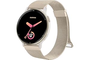 AMZPAS Metal Strap for Garmin Venu Sq/Sq 2 Music, Vivoactive 5/3, Forerunner 55/645/245 - 20mm Stainless Steel Replacement Band With Enhanced Magnet for Venu 2 Plus