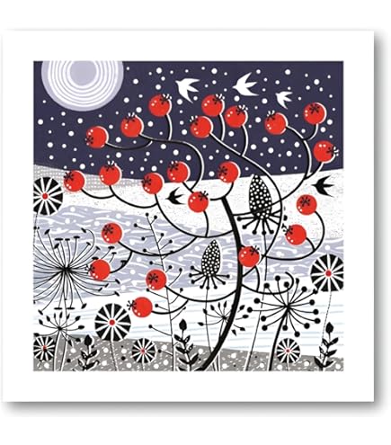 Museums & Galleries Christmas Cards Pack Of 8 - Hedgerow Robins Winter Scene - Festive Christmas Cards Multipack