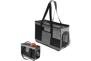 YOYIAG Large Cat Carrier Handbag: Grey Pet Carrier Cat Carrier Soft Sided Pet Travel Carrier, for Small Medium Cats Dogs, Foldable Dog Travel Bag, Airline Approved,Travel Friendly (L)