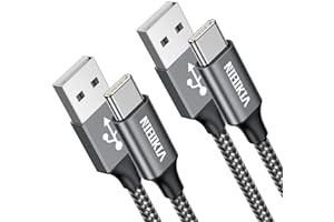 NIBIKIA Cable USB C, [2Pack/2M+2M] Cable USB Tipo C Nylon Carga Rápida y Sincronización Cargador Tipo C para Samsung Galaxy S22 S21 S20 S10 S9 S8 Plus, Note 10 9 8, A71 A53 A33 A20 USW