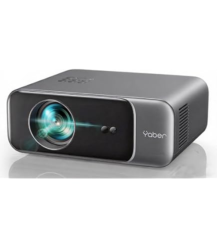 Proiettore YABER Home Cinema, 1080P Full HD compatibile 4K, Autofocus e Correzione Keystone, WiFi 6 Bluetooth Portatile Esterni Schermo 300 Pollici, per Smartphone/Fire TV Stick/PS5