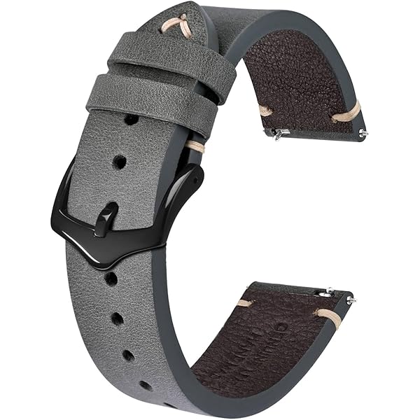 Bisonstrap Retro leren horlogebanden voor heren, olie-gewaxt kalfsleer, vervangende band, snelsluiting, bandbreedte 18 mm, 19 mm, 20 mm, 22 mm, 18mm, Leer, Geen edelsteen