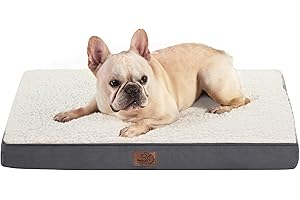 Bedsure Coussin Chien Dehoussable Orthopédique - Tapis pour Chien Moyenne Taille 76x51x7.6cm, Lit pour Chien en Mousse avec Revêtement de Peluche, Matelas pour Chien Lavable