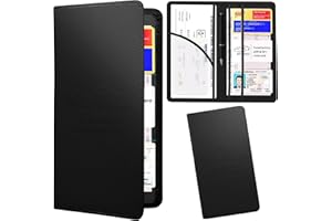 KVTVOU Car Registration and Insurance Holder, Premium PU Leather Car Glove Box Organizer, Vehicle Glove Box Car Organizer, Wallet Accessories for Cards, Essential Document, Driver License -Black