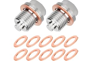 QARULG 2 Pezzi Tappo di Scarico Dell'olio Magnetico Contenitori per Scarico Olio Motore con Rondella di Schiacciamento in Rame Automotive Raccordi in Acciaio M14x1.5 con 10 Distanziali a Vite