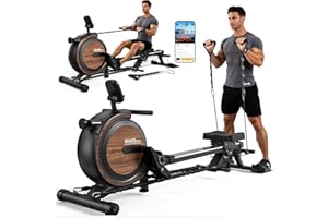 MettleMatic Máquina de Remo Magnética para el Hogar: Máquina de Remo con Bluetooth y Resistencia Ajustable de 16 Niveles. Carga de Peso de 150 kg