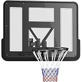 SPORTNOW Outdoor Wall Basketball Basket 110x75cm Black | Board, Unbreakable Panel, Tear Resistant Net, for Adults and Childre