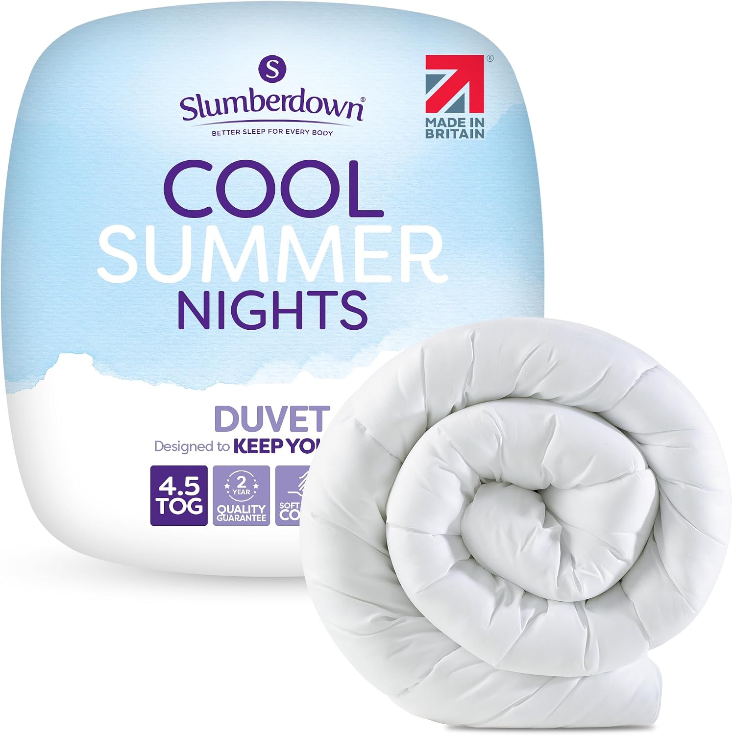 Slumberdown Cool Summer Nights 4.5 Tog King Size Duvet - Lightweight & Breathable UK Made King Size Quilt, Non-Allergenic & Washable | Perfect Summer Duvet for Hot Nights (225 x 220cm)