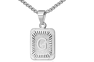 OIDEA Collar con letras A-Z, plata y oro, amuleto para hombre/mujer, colgante de letra A-Z, rectangular, cadena de acero inoxidable, cadena de trigo, regalo para hombres y mujeres, Ohne Gravur, Acero