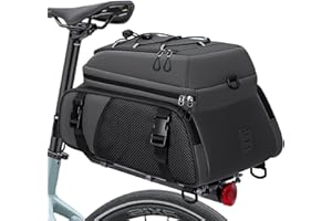 RAINSMORE 3 en 1 Sacoche Velo Porte Bagage Arriere 15L Imperméable Sacoche Vélo Arrière avec Réfléchissante et Housse de Pluie Gris