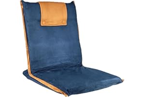 bonVIVO Easy III Sedia Pieghevole da Pavimento Imbottita – Meditation Chair Portatile con Schienale Reclinabile – Cuscino da Yoga e Lettura, Ideale per Casa, Studio e Viaggi – Blu