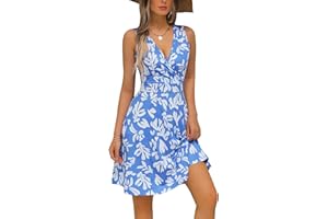 LIAMERHE Mini Robe Femme Col V Chic et Elegant Manches sans/Courtes/Longues Robes A-Line Casual Robe pour Fête Noël Mariage