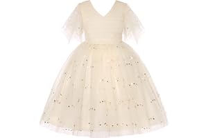 BUNNY LULU Filles Robe inclinée épaule Demoiselle d’honneur Mariage Princesse Arc des Enfants Bal d’Anniversaire soirée Spectacle Lavande