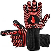 Tvird BBQ Grillhandschuhe ,Ofenhandschuhe Grill Kochhandschuhe Handschuhe zubehör Lederhandschuhe Hitzebeständige bis zu…