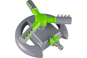 EOTRADER Garden Lawn Sprinkler, Automatic 3 Arm Rotating 360 Degree Irrigation System with Hozelock Compatible Quick Connect, Adjustable 12 Nozzle Rotary Plant Watering, Leak Free Design