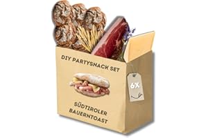 BAVAREGOLA Südtiroler Bauerntoast – Partysnack-Set mit 6 Vinschgauer Broten, 200g Südtiroler Speck g.g.A. & 250g Bauernkäse – Original Südtiroler Spezialitäten für Genießer