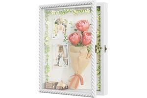 Alsonerbay Box Frame Large 28*35.5cm, Deep Picture Frames Box Display 3D Shadow Box Frame with Glass Window Twist Shaped Travel Memory Box to Fillfor Wedding Crafts Anniversary Birthday White