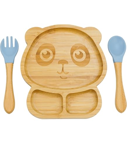 Set Prima Pappa In Bambù E Silicone - Piatto A Ventosa, Bavaglino, Posate, Tazza, Verde - Claudi Home - Foto 2