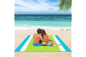 ISOPHO Beach Blanket Picnic Blanket, Extra Large 79 * 87IN Waterproof Sandproof Beach Mat with 4 Fixed Nails, Reinforced Edging for Beach, Camping, Hiking and Grass Trips, Green(220 * 200CM)