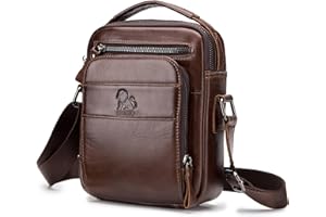 BAIGIO Borsello Uomo Pelle, Borsa a Tracolla Piccola Borsa da Uomini in Vera Pelle Casuale Borse Messenger per iPad iPhone e Viaggio Attività Commerciale