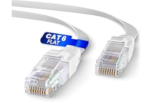 Mr. Tronic Płaski kabel sieciowy Ethernet Cat 6, kabel sieciowy LAN z portami RJ45 do szybkiego i niezawodnego Internetu, AWG24 płaski kabel krosowy Cat 6 | 1 Gbps UTP CCA (10 metrów, biały)