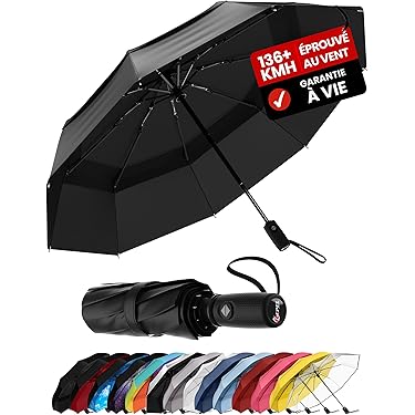 Parapluie De Voyage Compact Anti-UV - 44 Pouces - Imperméable, Léger - Lot Avec Housse