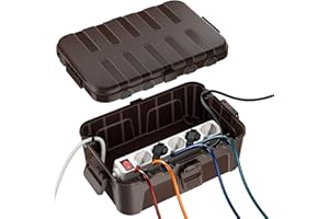 RESTMO Scatola di Protezione Stagna (32 x 22 x 13 cm),IP54 Cassetta per cavi per esterni,Protezione della presa, timer, striscia di alimentazione, decorazione luminosa per le vacanze, Marrone