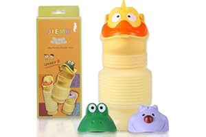 Topcloud Urinoir rétractable portable 420 ml avec deux têtes de dessin animé, urinoir d'urgence réutilisable pour enfants, camping, voiture, voyage, embouteillage et file d'attente